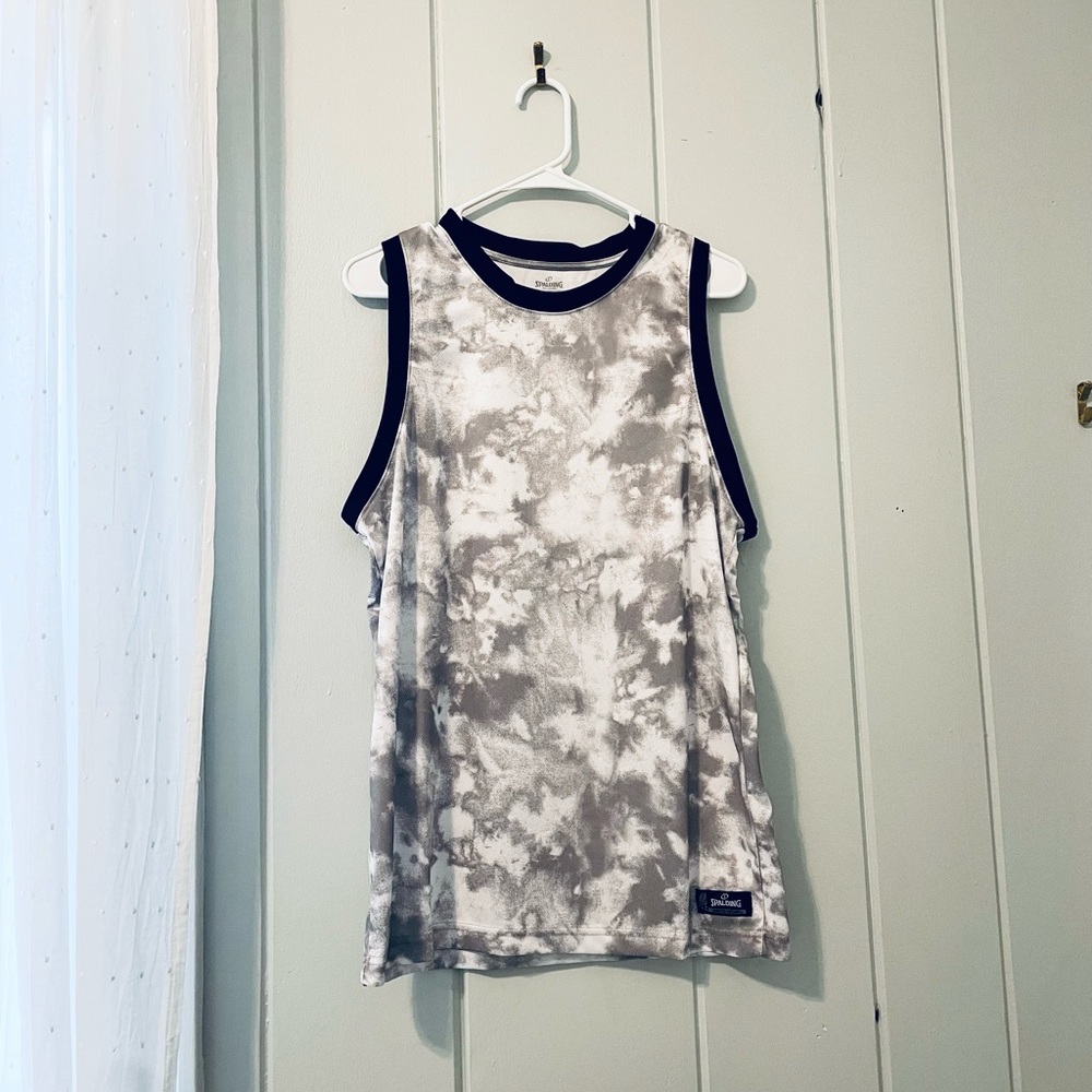 NWT Spalding Gray & White Athletic Basketball Tank Top / Small